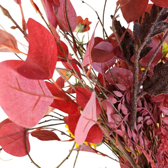 Artificial Fall Floral Arrangement Sunflowers Persimmon Red Foliage Yellow Accen - Picture 11 of 15